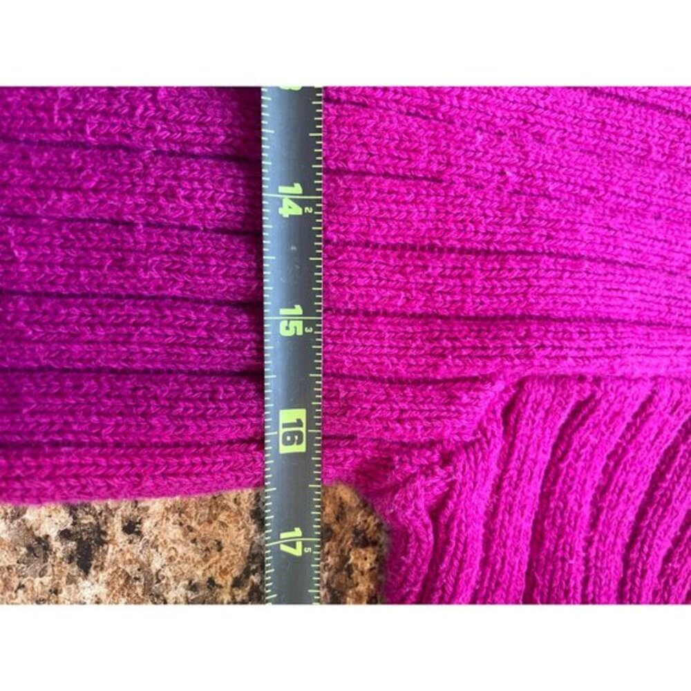 Lizwear Ribbed Knit Sweater Crewneck Long Sleeve Pullover‎ Top Magenta Pink - Picture 5 of 8